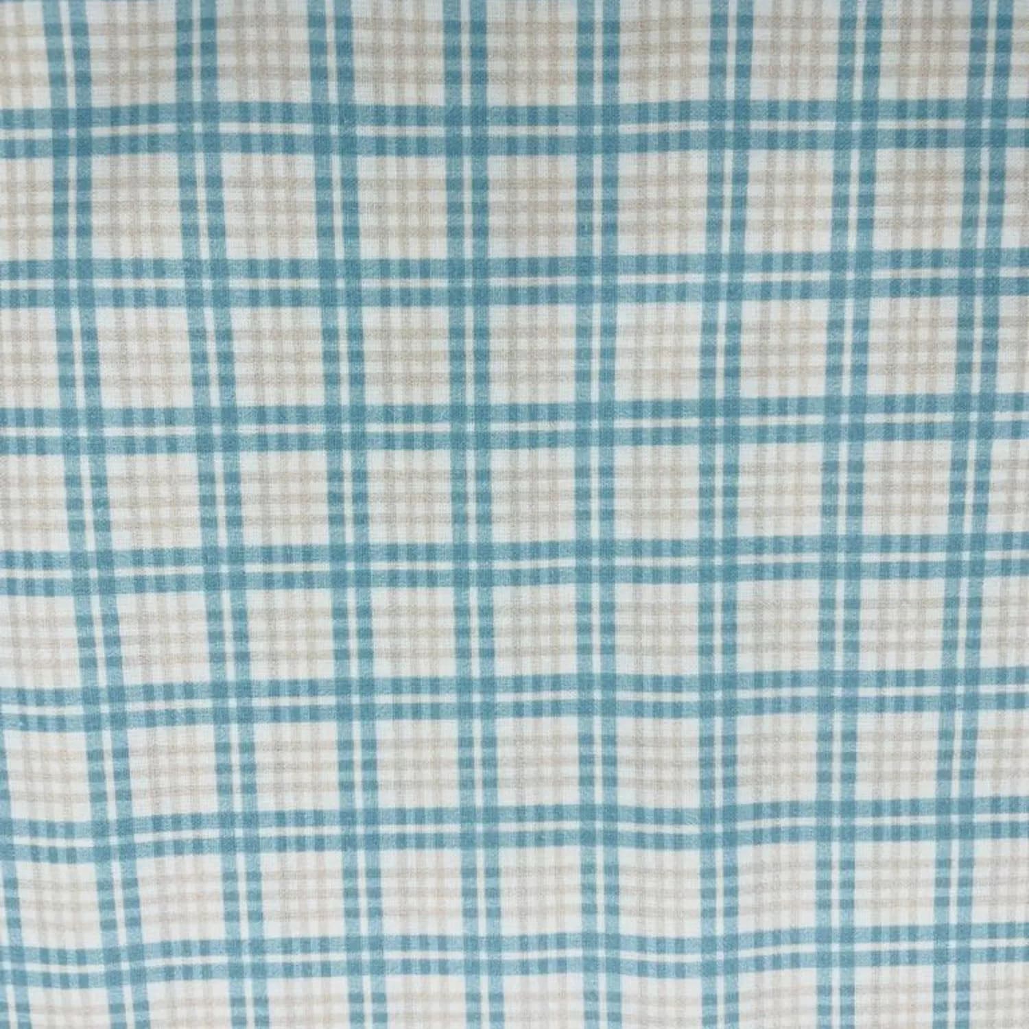 Tela algodón 100% Campaigne Chic azul claro cuadros grandes — imagen 1