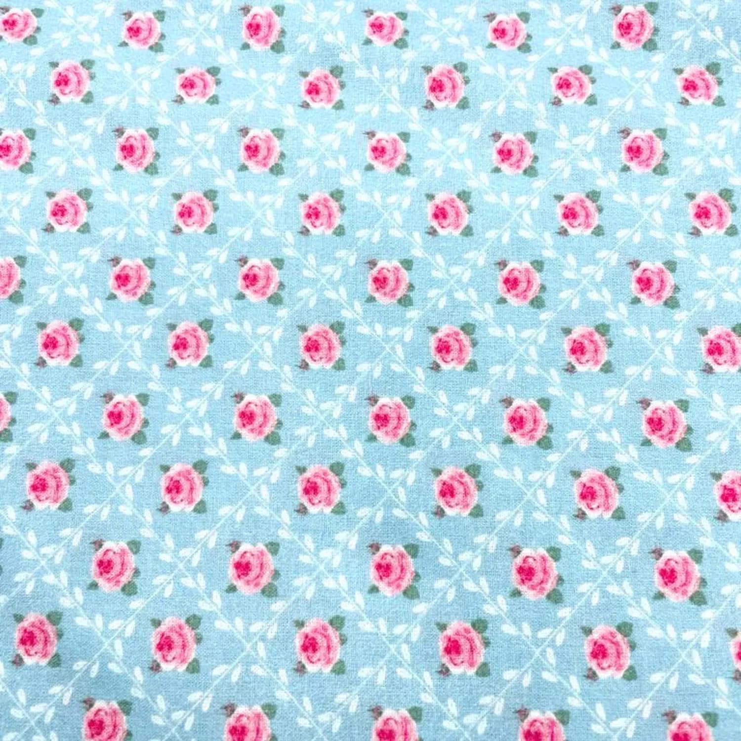 Tela algodón 100% Campaigne Chic azul claro florecillas — imagen 1