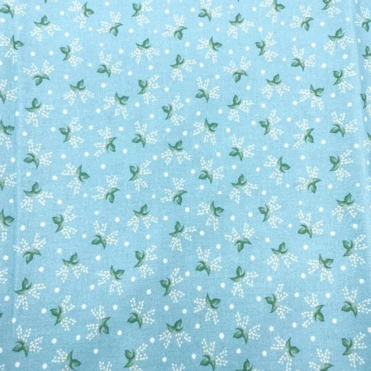 Tela algodón 100% Campaigne Chic flores fondo azul claro — imagen 1