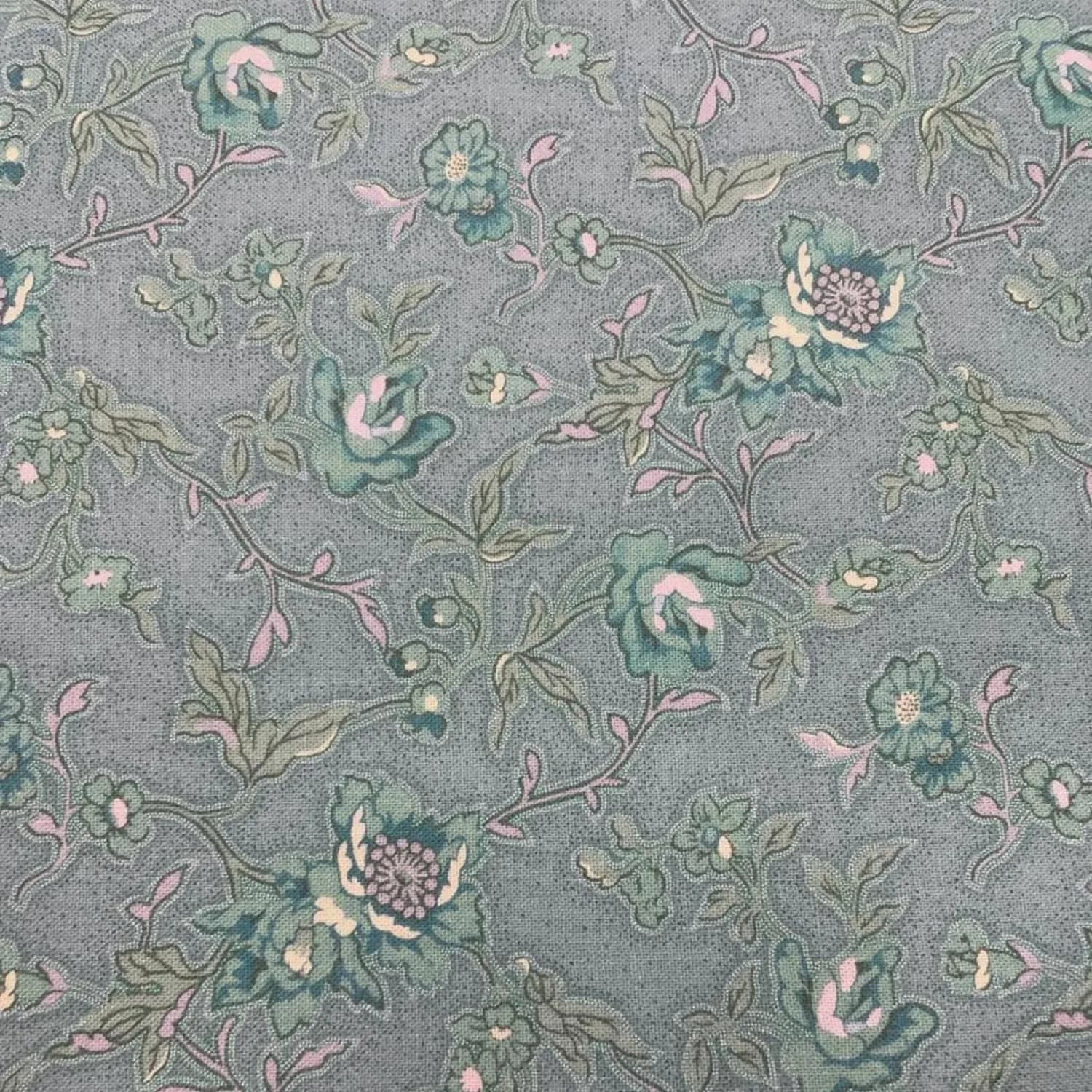 Tela algodón japonesa flores verdes grandes — imagen 1