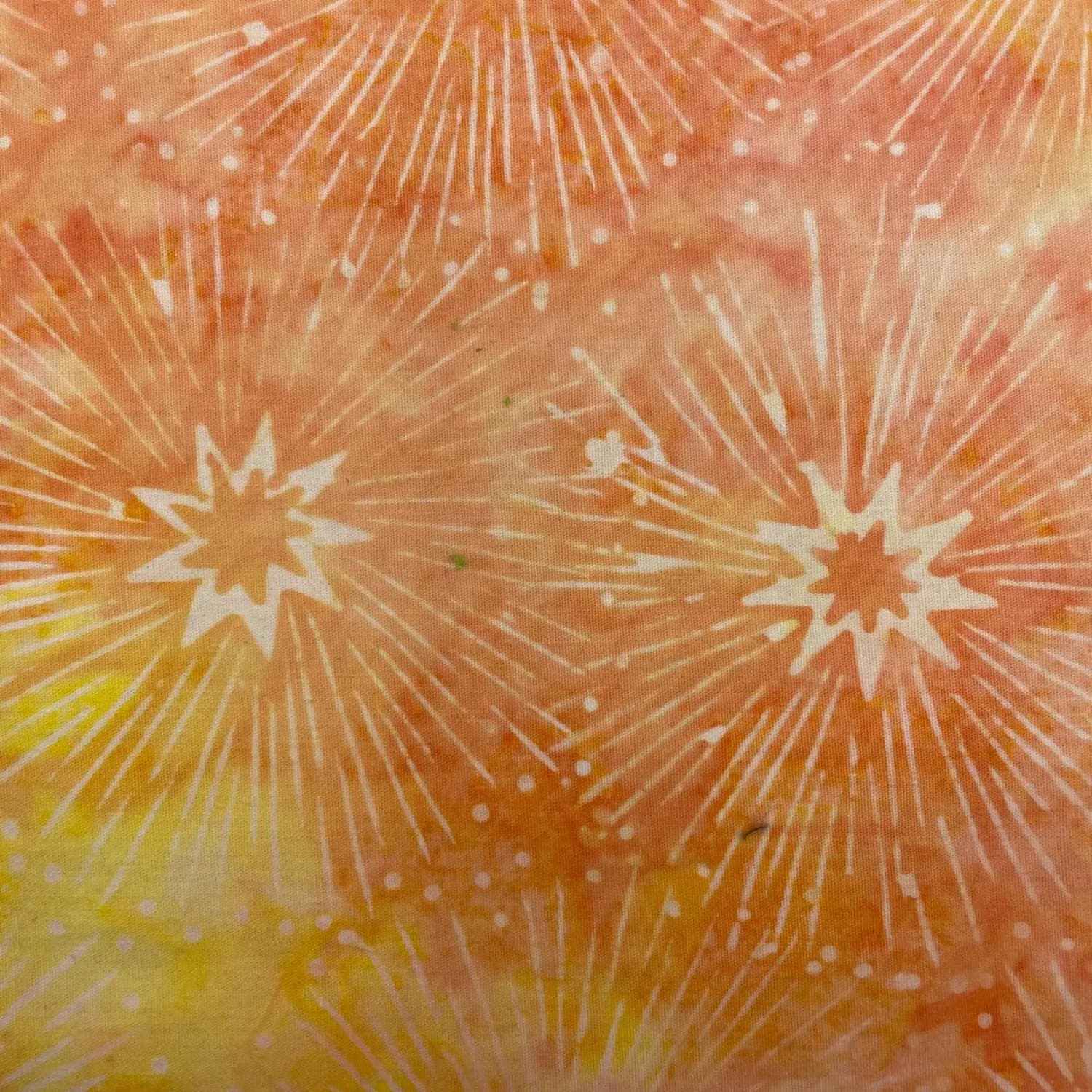 Tela batik algodón 100% estrellas fondo naranja y amarillo — imagen 1